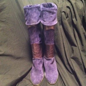 Charles Jourdan Suede/Leather Tall Flat Boot